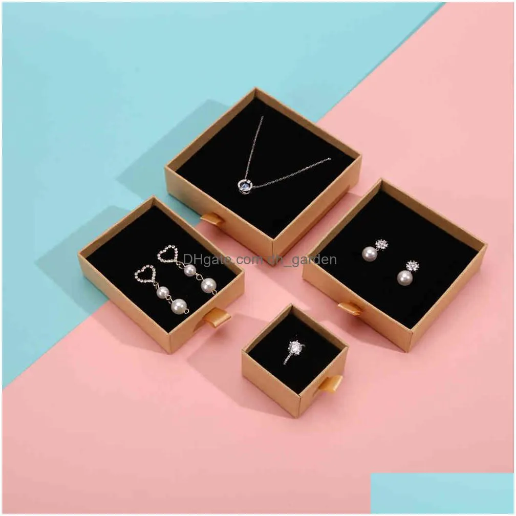 12pcs/lot square jewelry holder kraft paper boxes vintage design earrings ring necklace christmas gift box