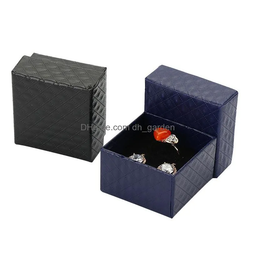 5x5x3cm jewelry display 48pcs multi colors black sponge diamond patternn paper ring /earrings packaging white gift box