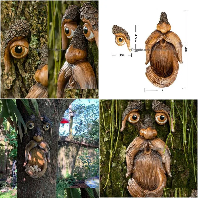 garden decorations resin face tree bark ghost facial features decoration easter faces bird feeder outdoor decor jardineria degarden