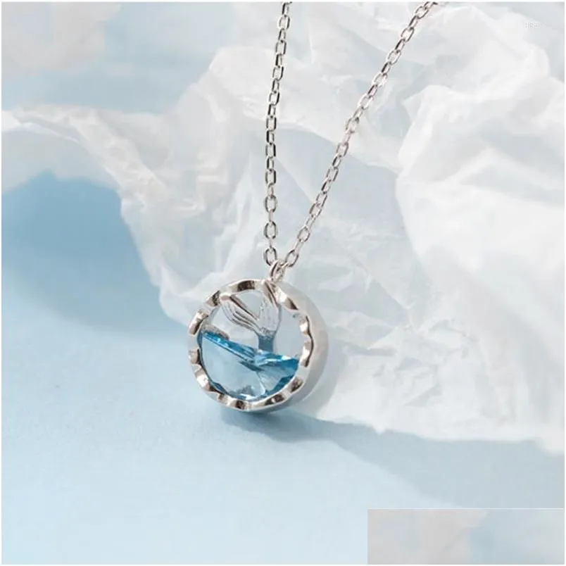 pendant necklaces ciaxy 925 stamp crescent mermaid tears for women foam clavicle chain choker korean simple silver color jewelry