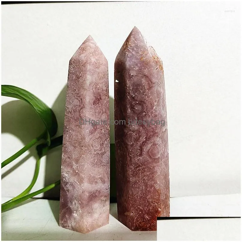 decorative figurines natural pink amethyst crystal tower wand point mineral room decoration stones energy spiritual meditation and