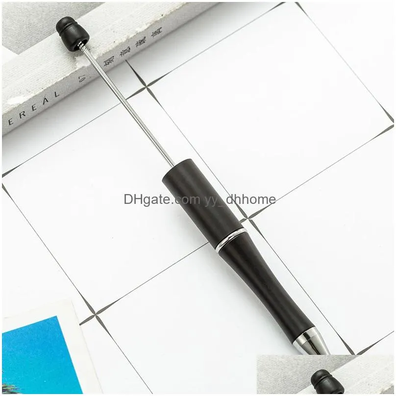 wholesale diy beadable pens beaded ballpoint pens plastic rotary ball pen school office supplies