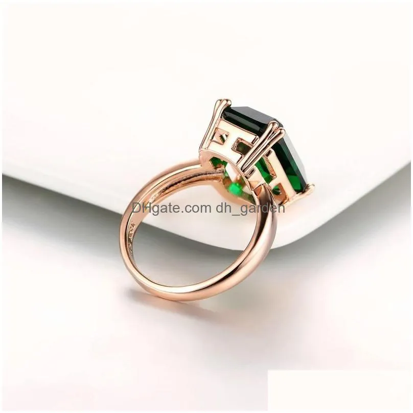 natural emerald ring zircon diamond s for women engagement wedding s with green gemstone 14k rose gold fine jewelry