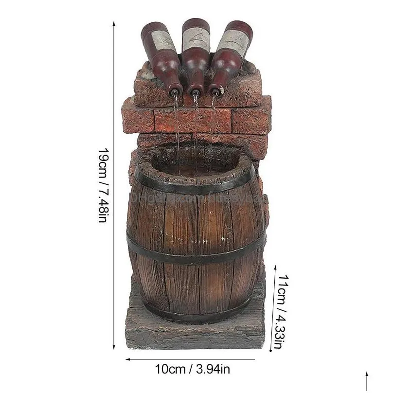 garden decorations resin wine bottle and barrel outdoor fountains decoration