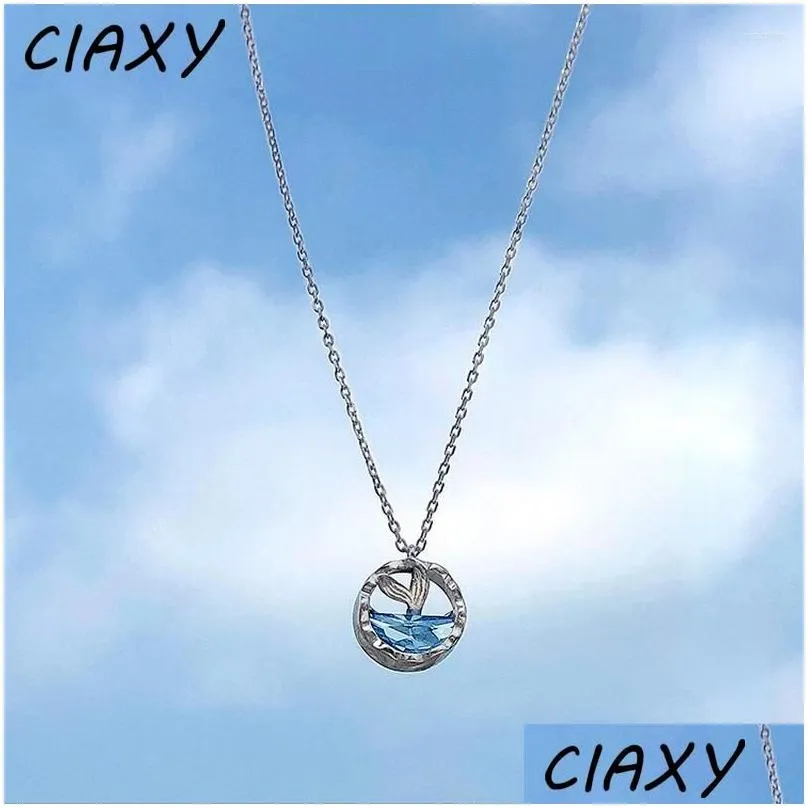 pendant necklaces ciaxy 925 stamp crescent mermaid tears for women foam clavicle chain choker korean simple silver color jewelry