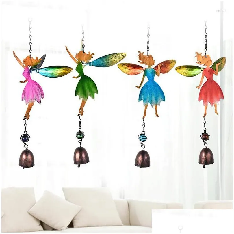 decorative figurines fairy angel wind chimes spinner romantic metal art bells wall hanging decoration outdoor garden patio windows