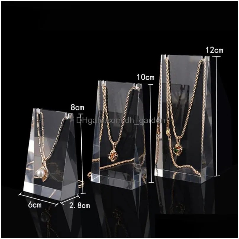 97qe 3pcs/set jewelry display shelf storage hanging organizer necklace chain stand rack holder pendant showcase