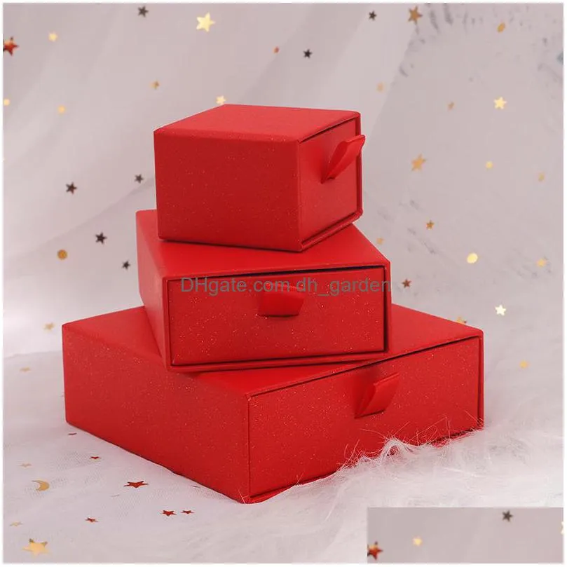12 pieces/lot high quality red jewelry kraft paper favour bulk gift display es bag necklace bracelet box