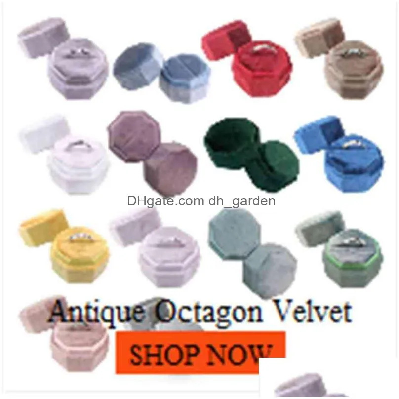 15 color velvet double hexagon wedding ceremony ring with detachable lid box