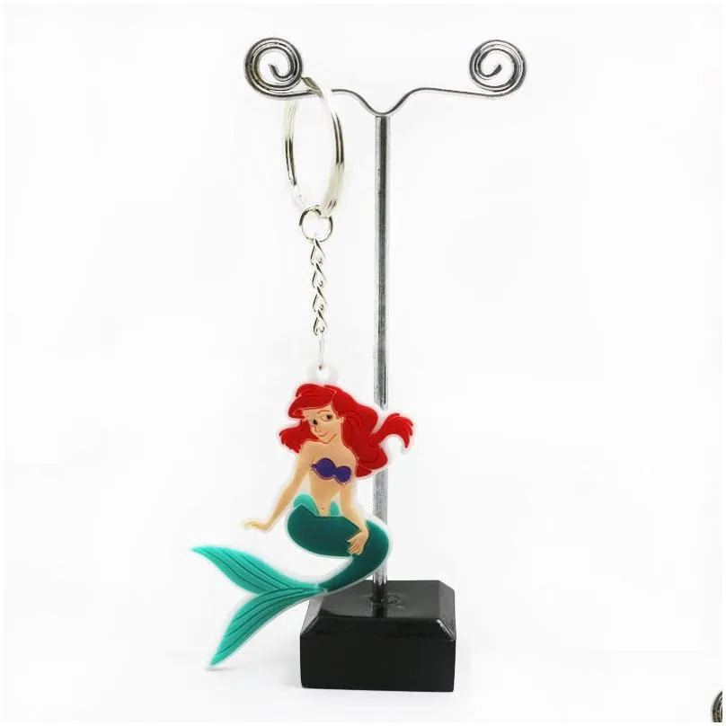 pvc mermaid pendant keychain cartoon keychains bag decorative key chain fashion accessories keyring