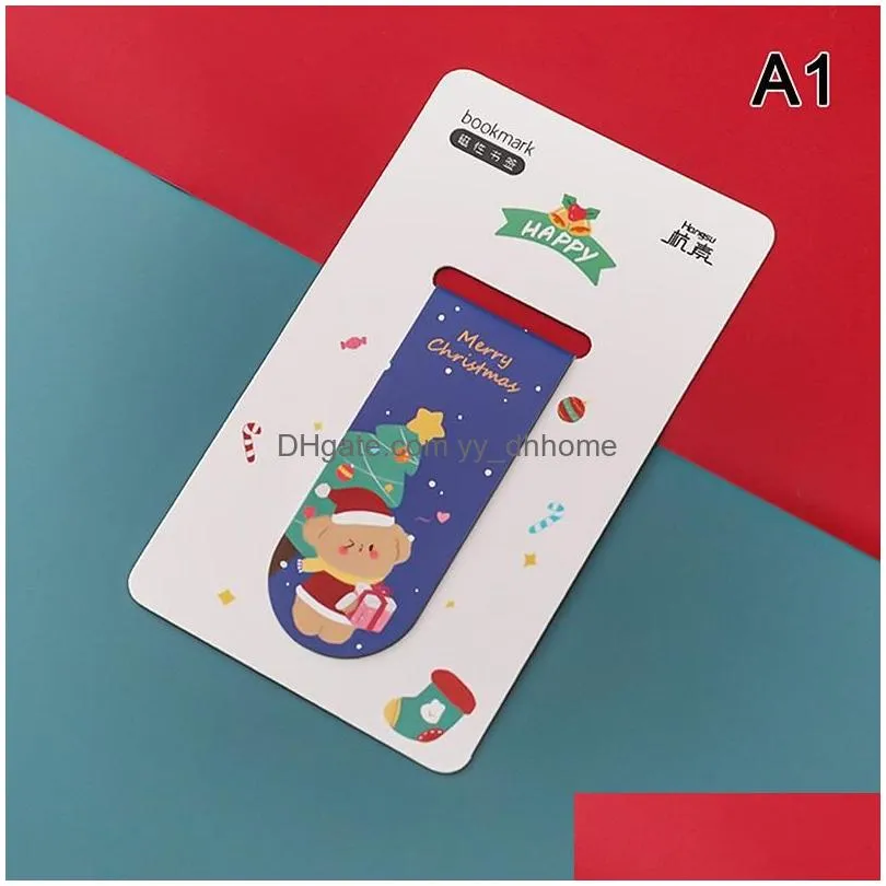 wholesale bookmark cartoon christmas magnet magnetic bookmarks cute page markers clips for student office reading stationery