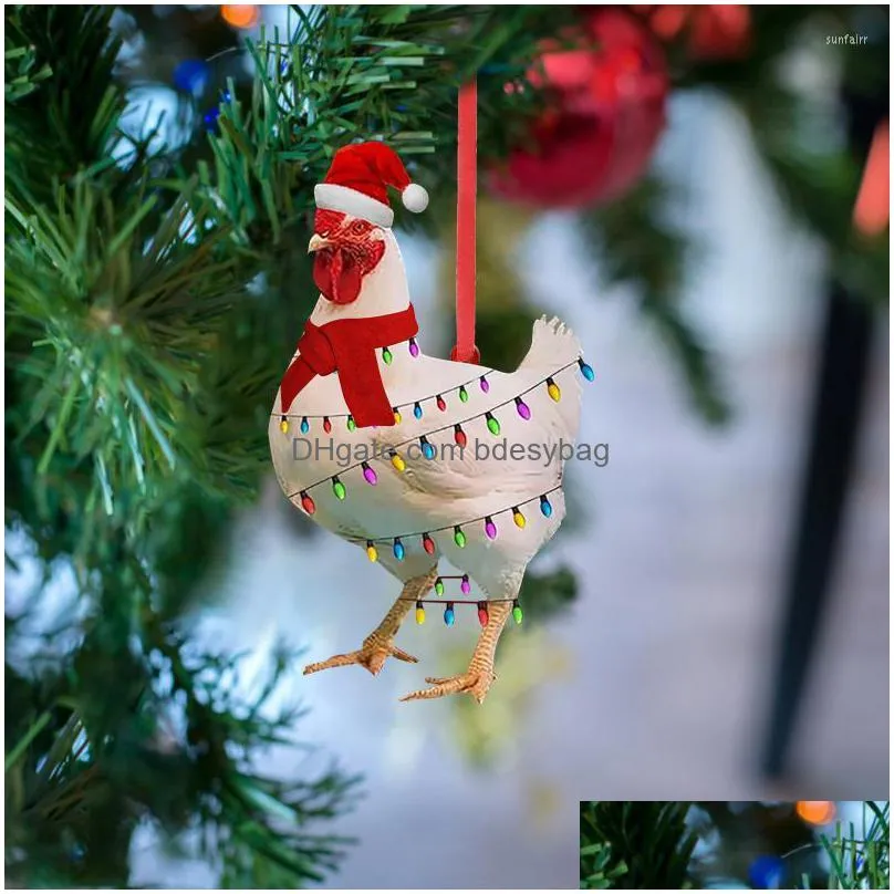 decorative figurines objects stained glass window pair chicken christmas decorations holiday wood scarf ornaments ornament string