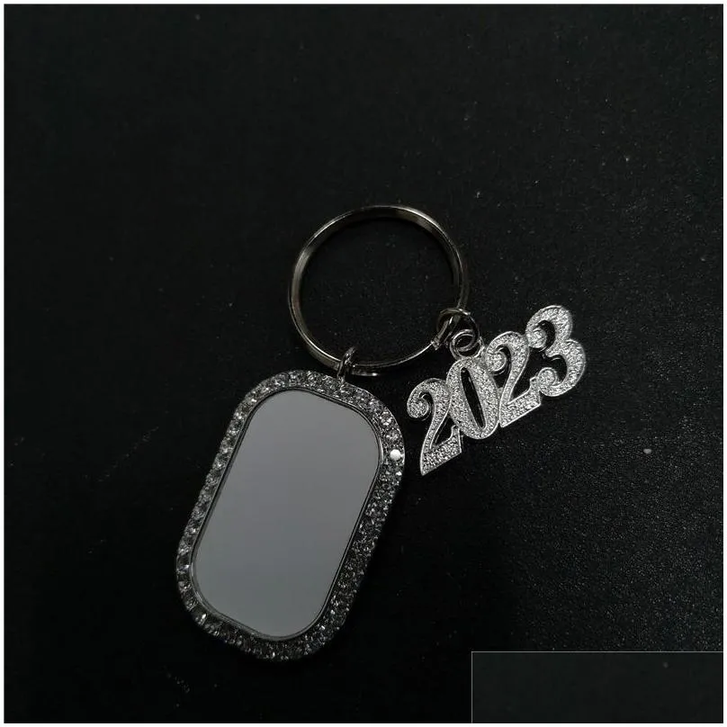 sublimation blank 2023 rectangle keychains year key ring heat transfer printing blank diy materials factory price