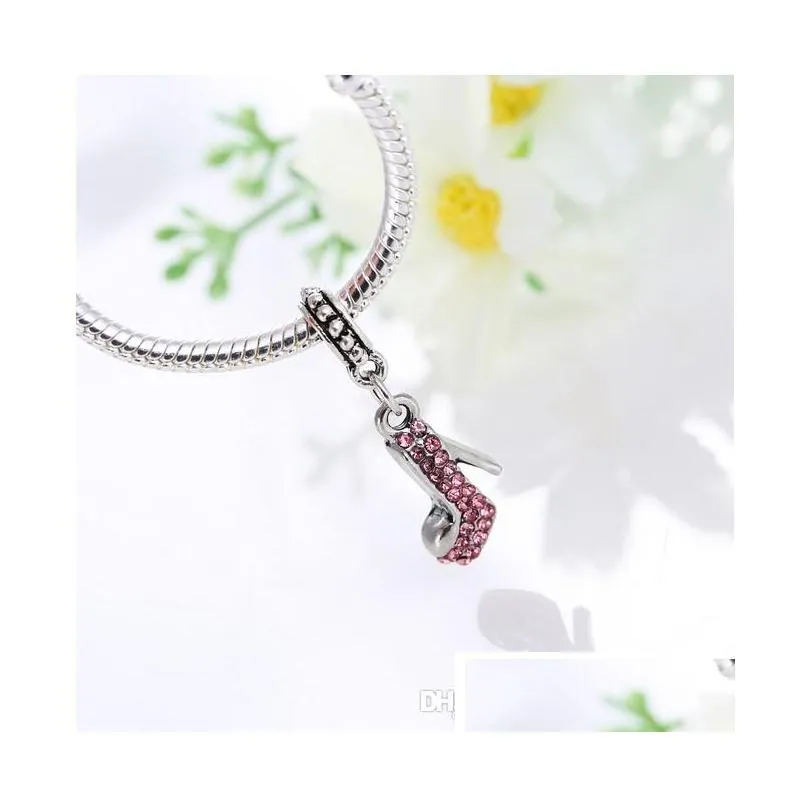 fits pandora bracelets highheeled shoes dangle charms beads silver charms bead for wholesale diy european necklace jewelry