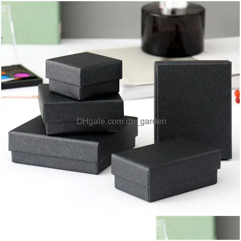 24pcs jewelry set box for ring necklace rectangle tan black kraft cotton filled cardboard paper 7cmx9cmx3cm