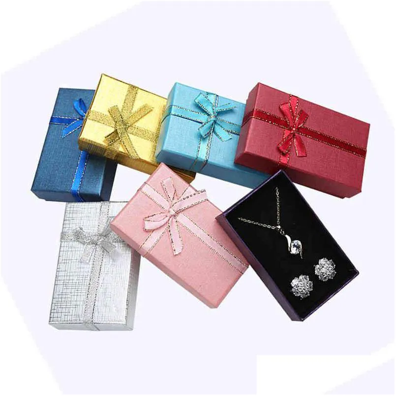 5x8 cm jewelry sets display multi colors necklace/earrings/ring paper packaging gift box for jewellery 24pcs/lot