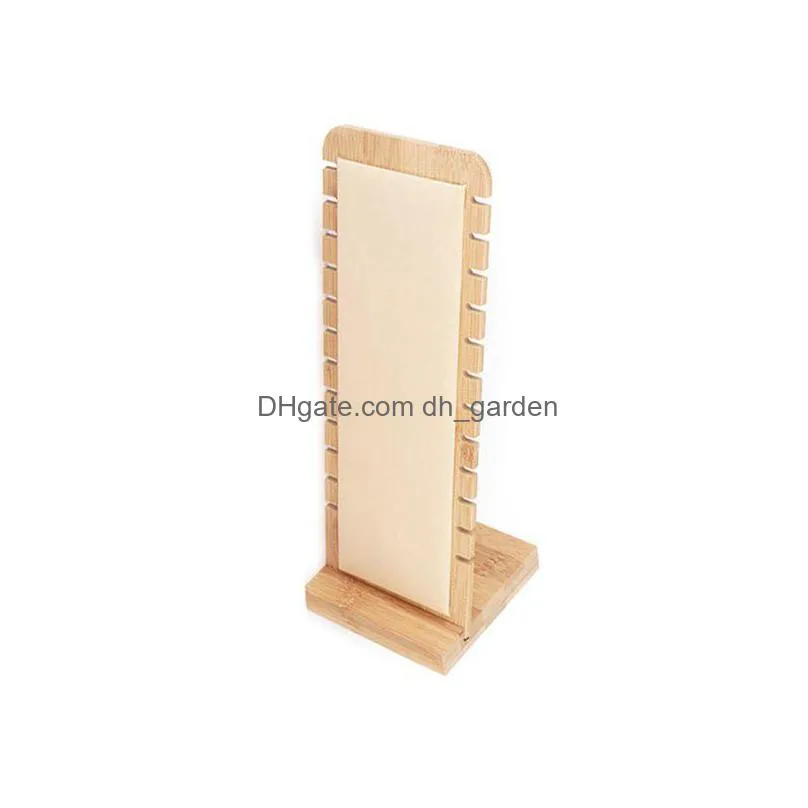 detachable bamboo wood jewelry storage rack display stand necklace showcase holder pendant long chain handing organizer