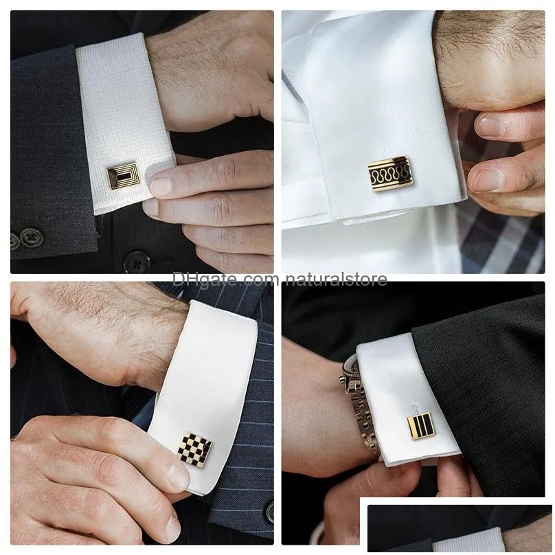 cuff links 4 pairs cufflinks for mens with gift box man shirt wedding guests s men husband jewelry business tie clip 221114