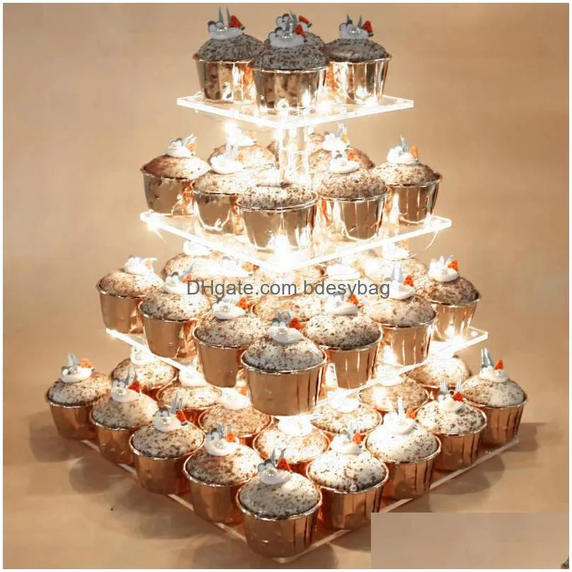 garden decorations 5 tier cardboard cake stand snack pastry dessert tower fruit food display cupcake holder rack birthday party