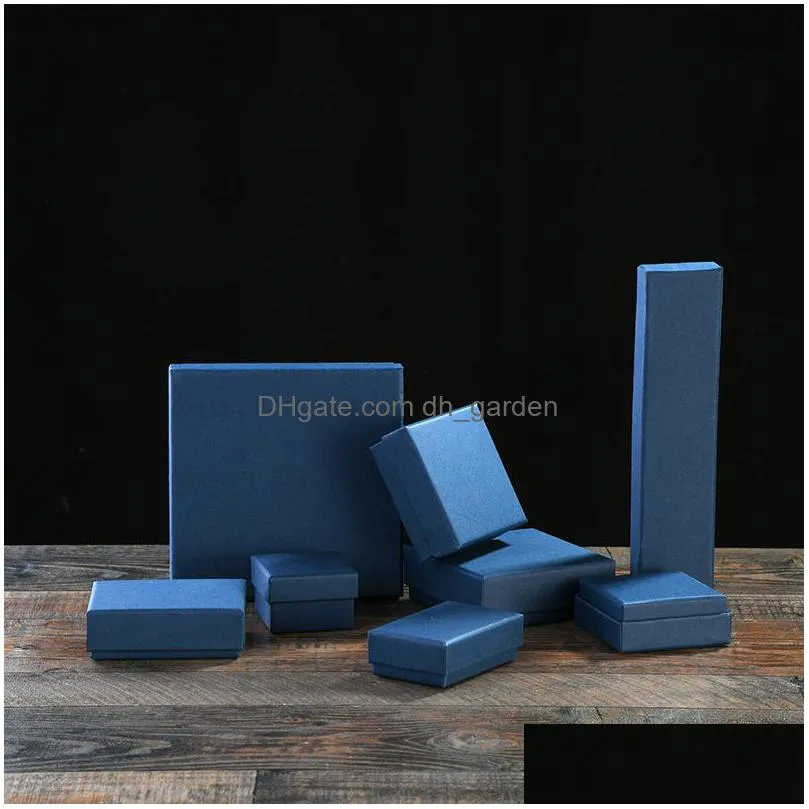 12pcs square paper jewelry packaging high quality 7x9x3cm blue necklace ring earrings bracelet gift box for valentines day