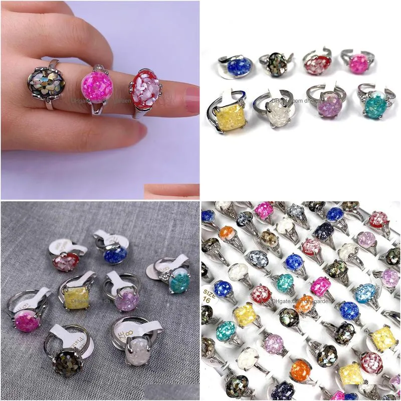 fashion resin for women natural stone mixed style rings jewelry accessories 20pcs/set