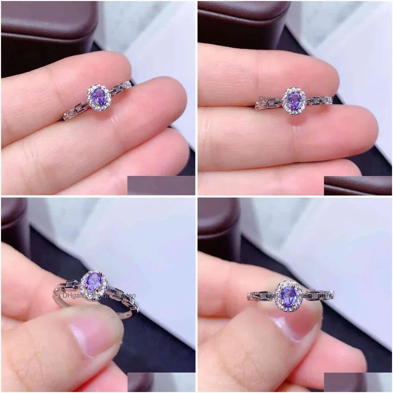 natural tanzanite ring s925 sterling silverbirthstone in decemberreal woman blue gem jewelry