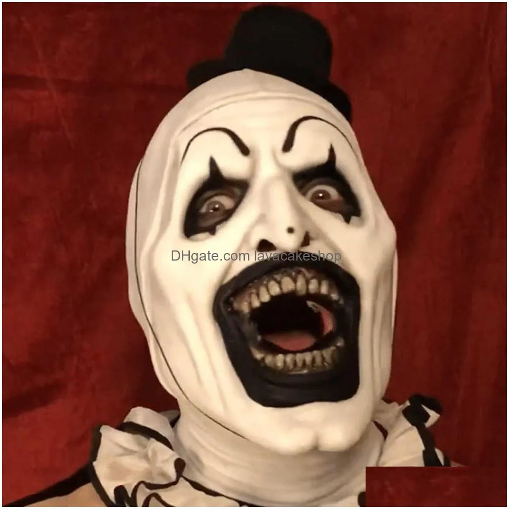 joker latex mask terrifier art the clown cosplay masks horror full face helmet halloween costumes accessory carnival party props h0910