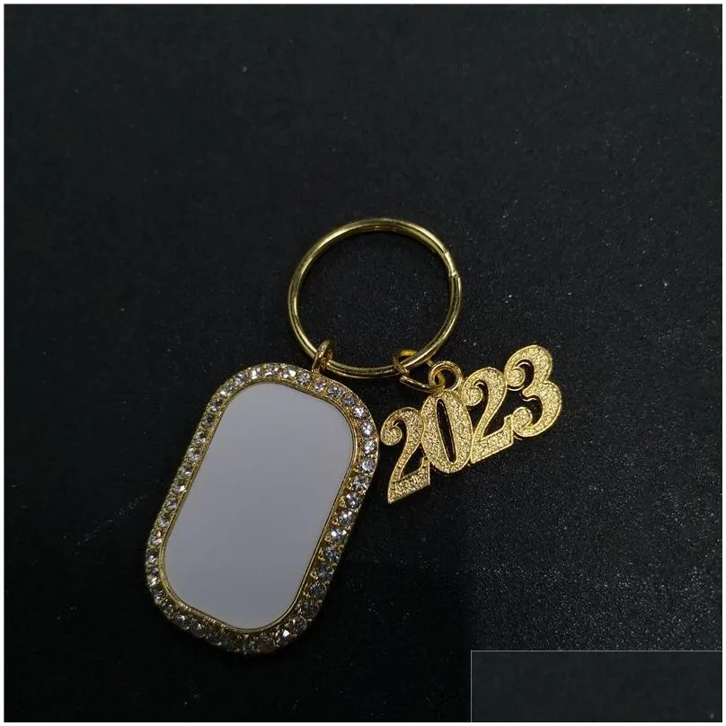 sublimation blank 2023 rectangle keychains year key ring heat transfer printing blank diy materials factory price