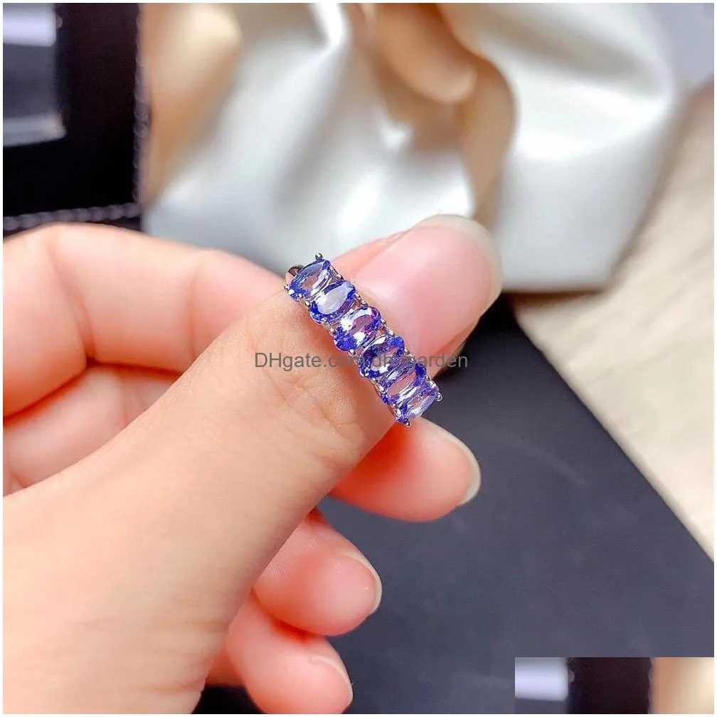 dainty blue gemstone natural tanzanite anniversary 925 sterling silver ring birthstone