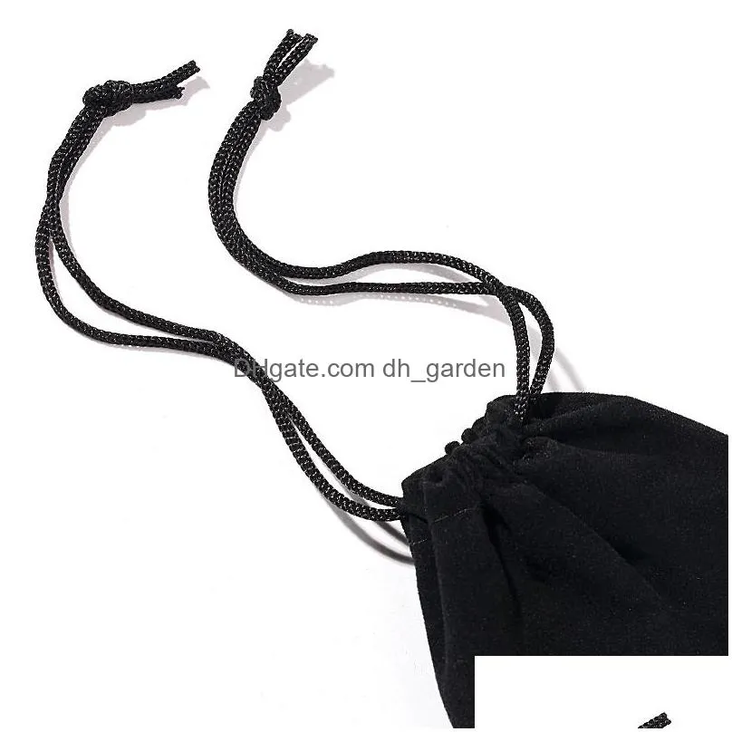 100pcs / lot velvet black 3 sizes jewelery gift bags brace strap pouches whole10x12cm 7x9cm 5x7cm