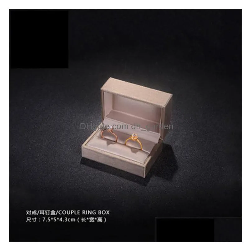 leather highquality stringy light gold color ring box for jewellery earing pendant bracelet jewelry set boxes packaging display