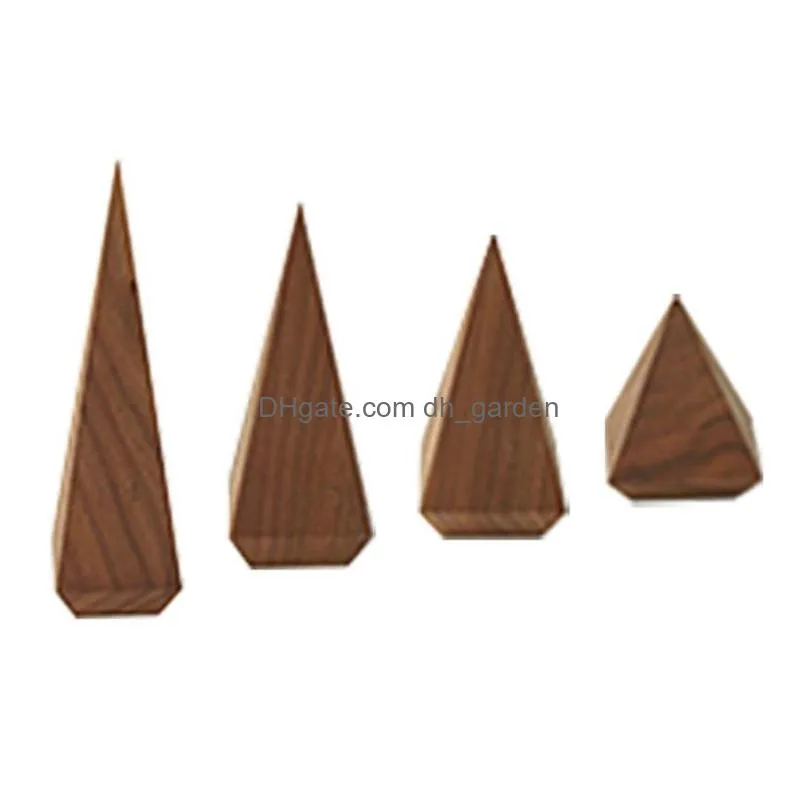 h9ed natural wood cone rings holder finger ring storage rack jewelry display stand organizer