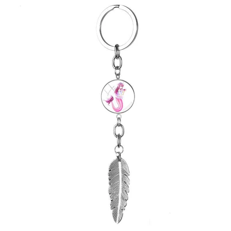 mermaid elves bird feather wing keychains fashion keychain key ring key holder car key friendship pendants jewelry