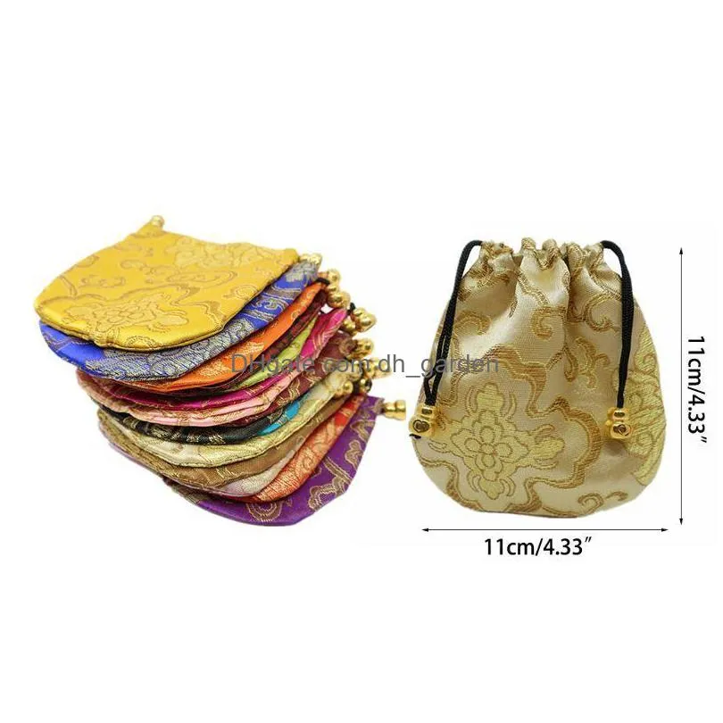 24pc silk jewelry storage pouch small satin coin purse chinese brocade embroidered drawstring gift bag for ring