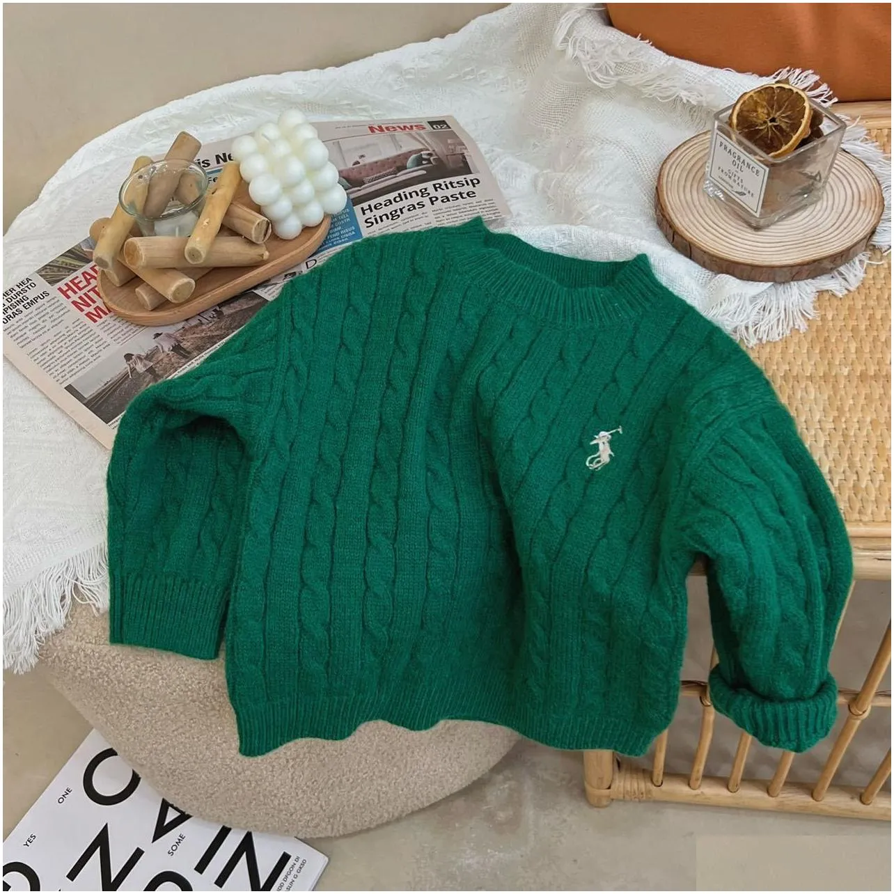 Pullover New Cotton Kids Sweaters Knitted Retro Plover Winter Autumn Boys Girl Cardigan O Neck Children Solid Sweater 2-7T Drop Delive Dhdaf