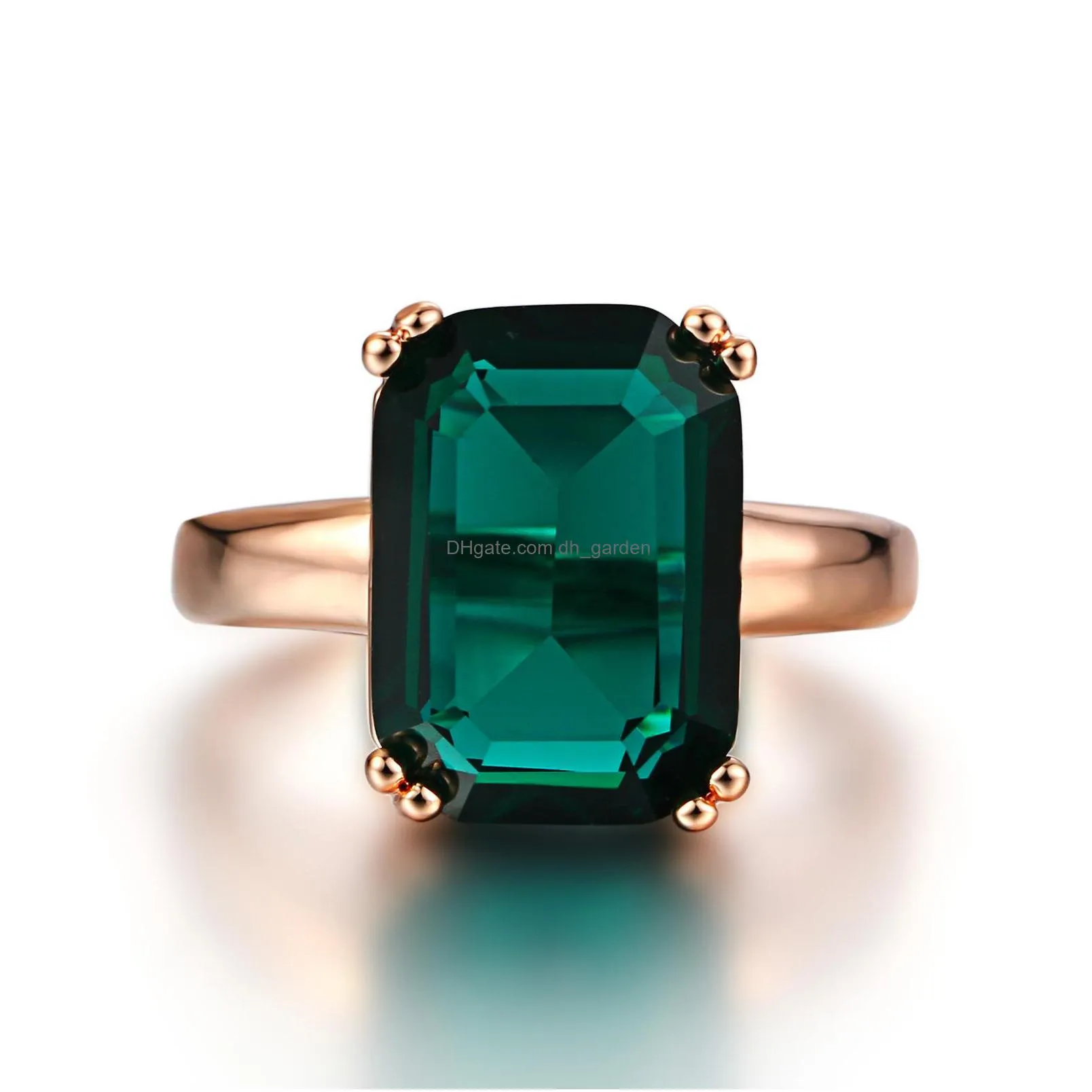 natural emerald ring zircon diamond s for women engagement wedding s with green gemstone 14k rose gold fine jewelry