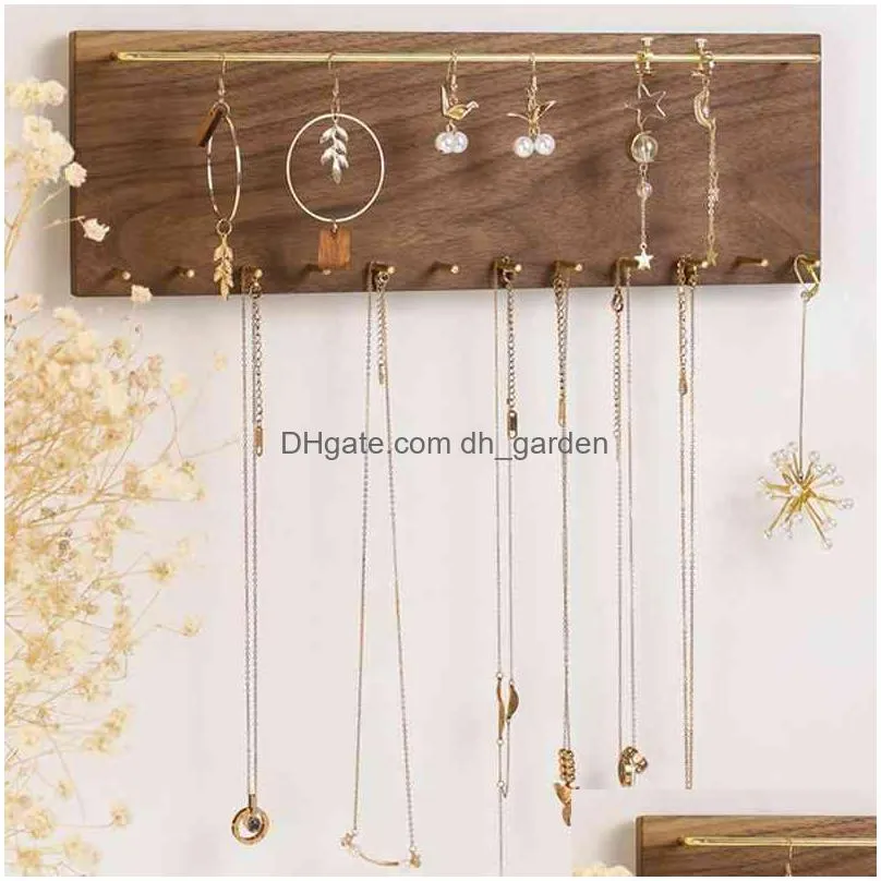 wall mounted jewelry organizer display wood rack hanger earring bracelet holder