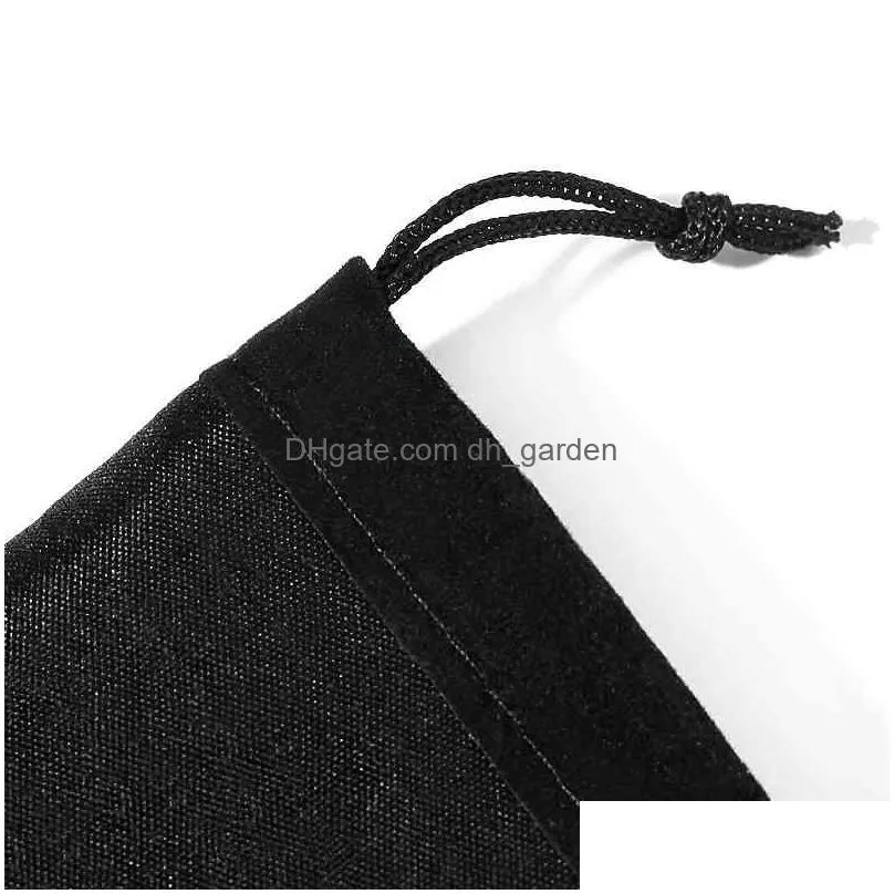 100pcs / lot velvet black 3 sizes jewelery gift bags brace strap pouches whole10x12cm 7x9cm 5x7cm