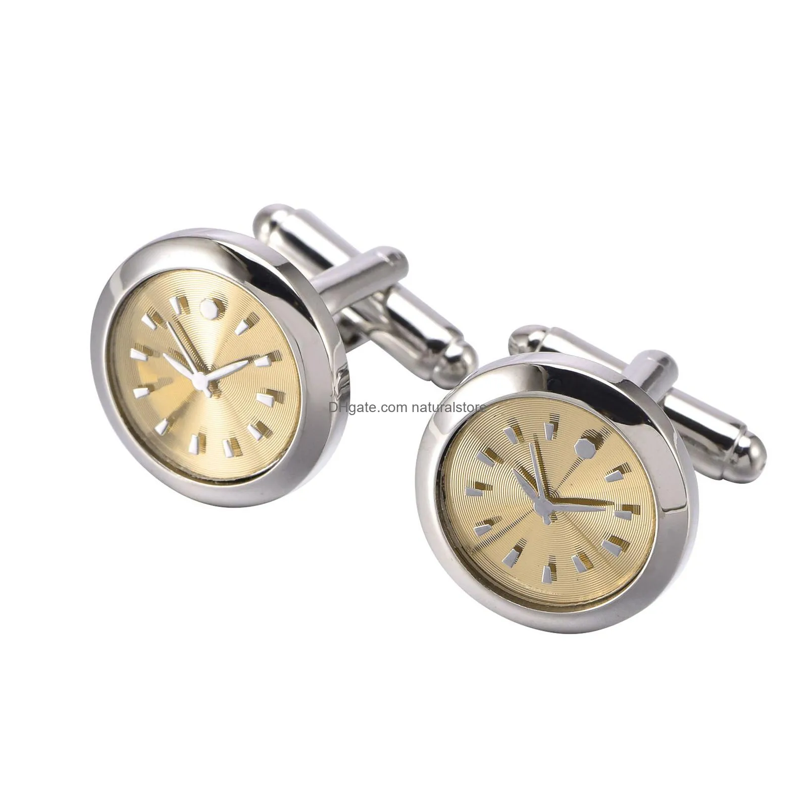 wholesale mens silver cufflinks clock cufflinks mens accessory glass picture cufflinks gold cuff links