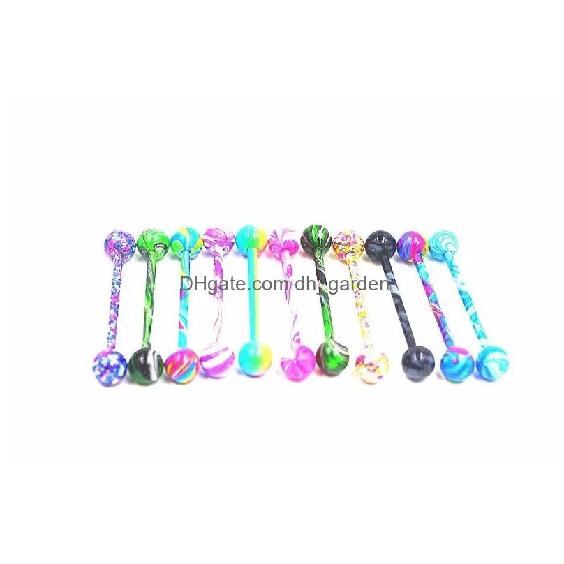 20pcs body jewelry piercing ear/tongue/nipple ring barbells bar 14g1.6mmx19mmx5mm/5mm mix nice colors