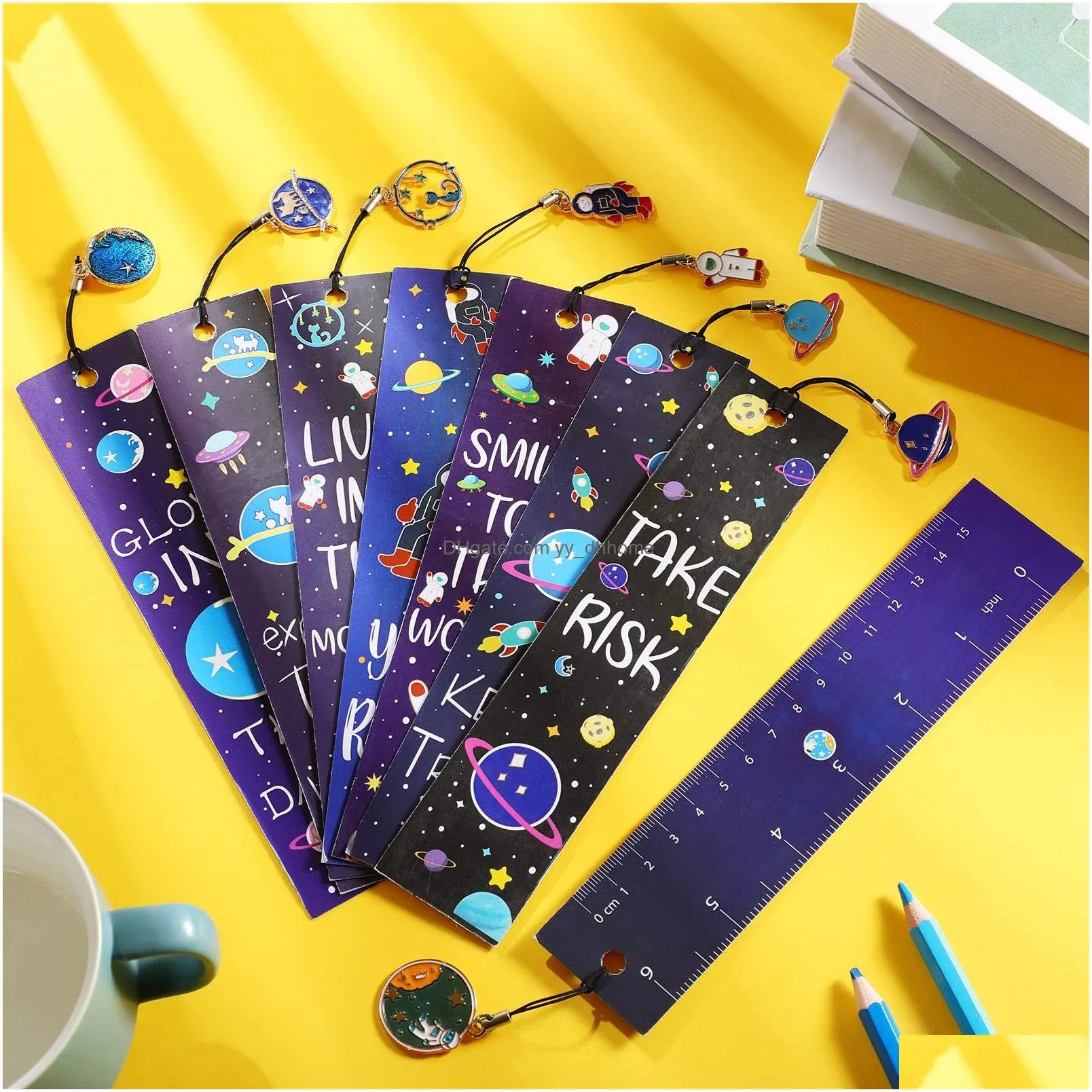 wholesale bookmark l space theme bookmarks set inspirational quotes with metal charms encouraging school prize for students kids adts yummyshop