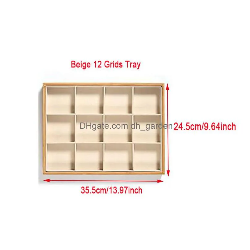 bamboo velvet tray ring earring necklace bracelet pendant display organizer jewelry storage box