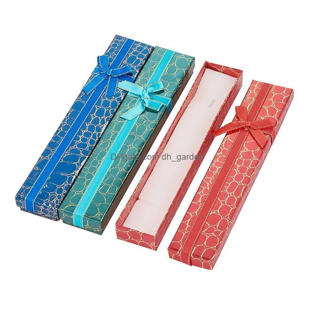 12pcs cardboard jewelry gift packaging box rectangle necklace bowknot/flowers cases with sponge jewellery organizer mixed color