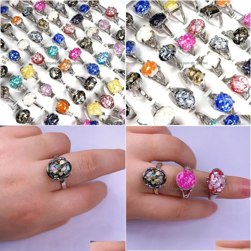 fashion resin for women natural stone mixed style rings jewelry accessories 20pcs/set