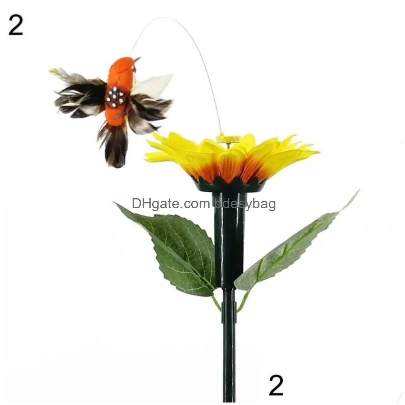 garden decorations solar powered flying butterfly bird sunflower yard stake ornament decoroutdoor decor flower pots decoration