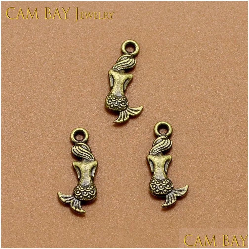 200pcs 4colors 20x4mm alloy mermaid charms metal pendants for diy necklace bracelets jewelry making handmade crafts