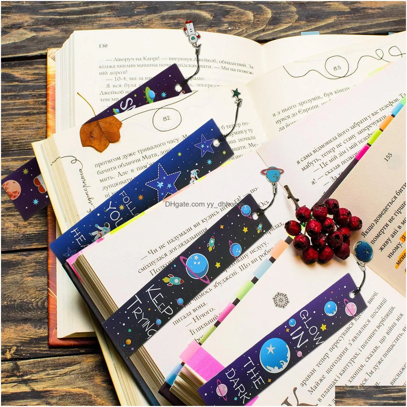 wholesale bookmark l space theme bookmarks set inspirational quotes with metal charms encouraging school prize for students kids adts yummyshop