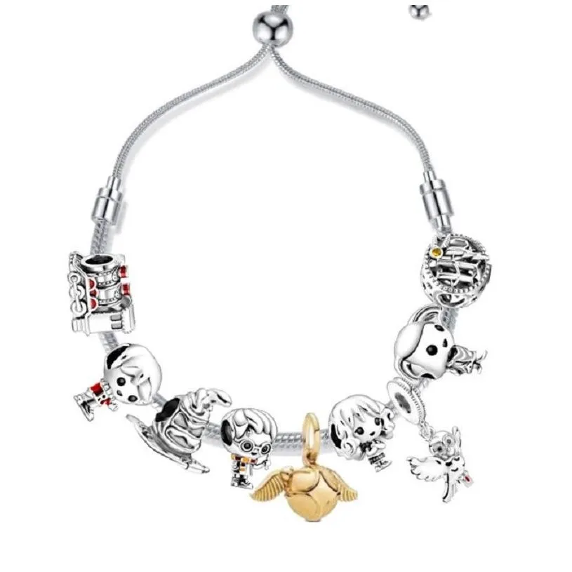 fashion cartoon harry european charm beads dangle fits pandora charm bracelets heart t clasp adjustable bracele necklace 925 sterling silver murano lampwork