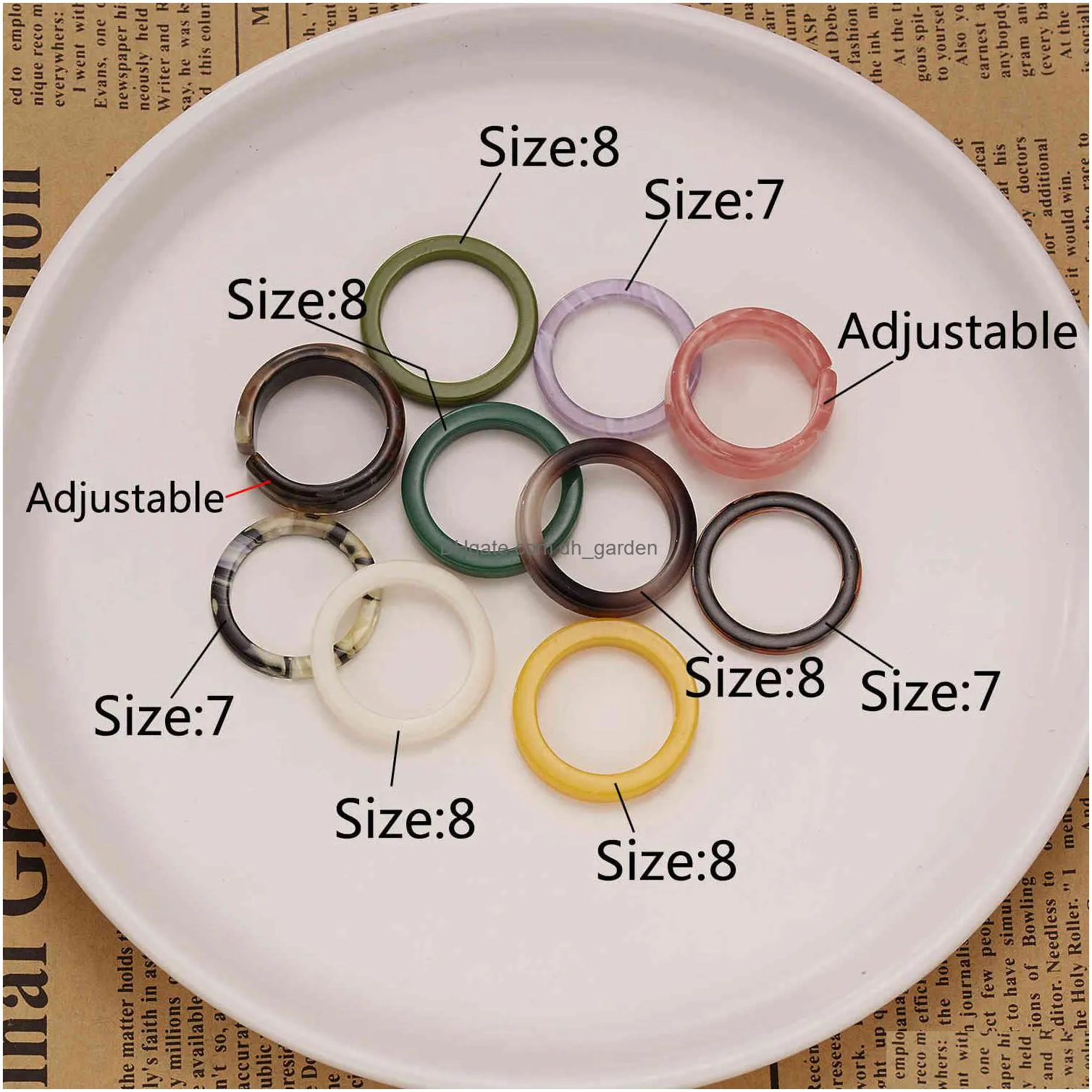 10 pcs/lot mixed color trendy korean simple colorful resin finger rings set for women party jewelry whole
