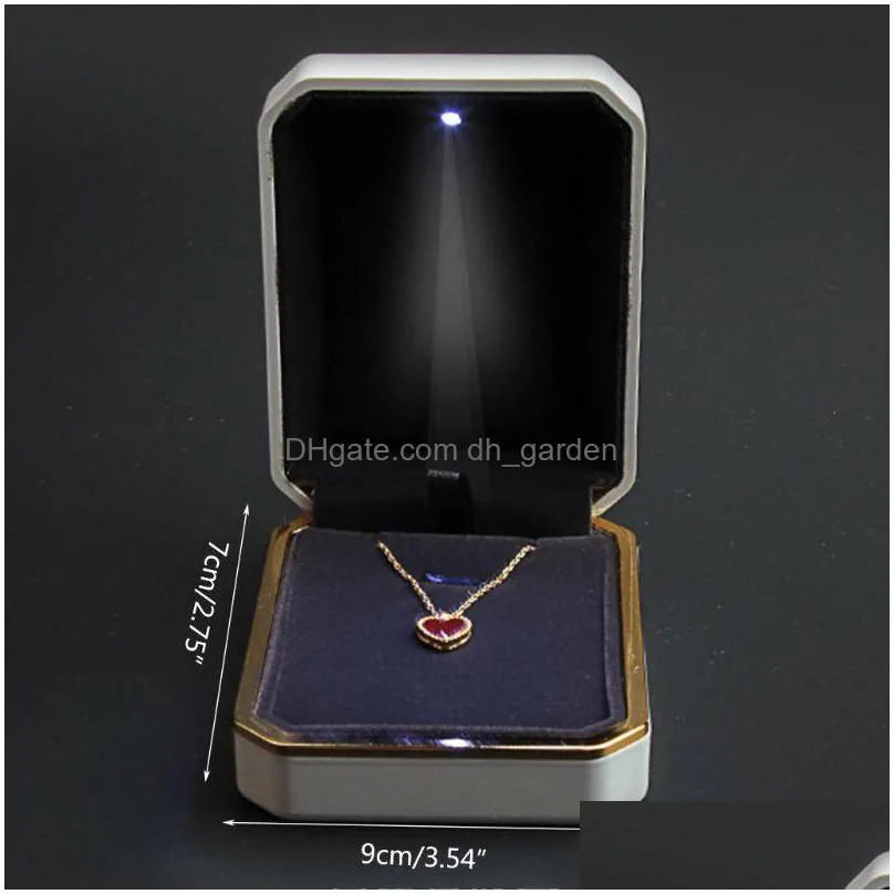 3 colorluxury bracelet square velvet ring case jewelry gift box with led light for proposal engagement wedding